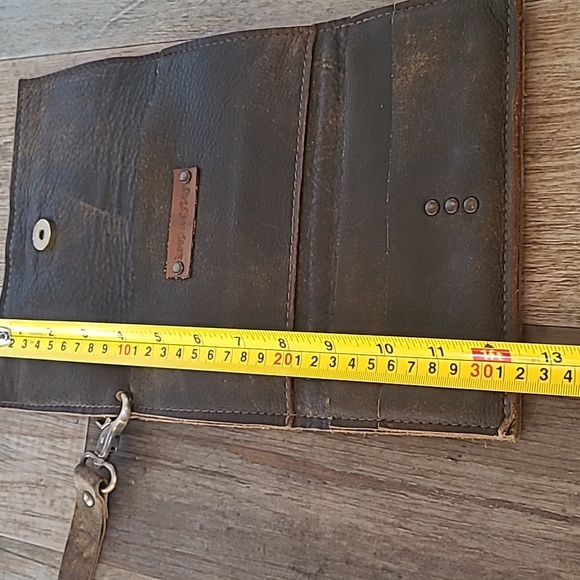 Hand Crafted long wallet wristlit Leather tooled studs Authentic material - Picture 16 of 17